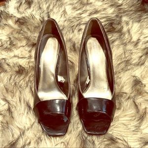 SOLD Merona two toned open toe pumps